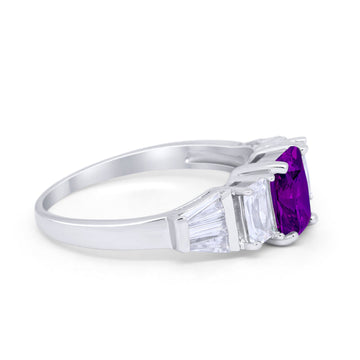 Engagement Ring Radiant Cut Simulated Amethyst CZ 925 Sterling Silver